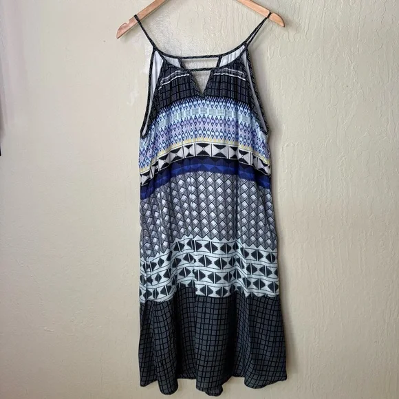 Prana Nari Tribal Ikat Printed Blue Midi Sundress Size Small - Picture 12 of 16
